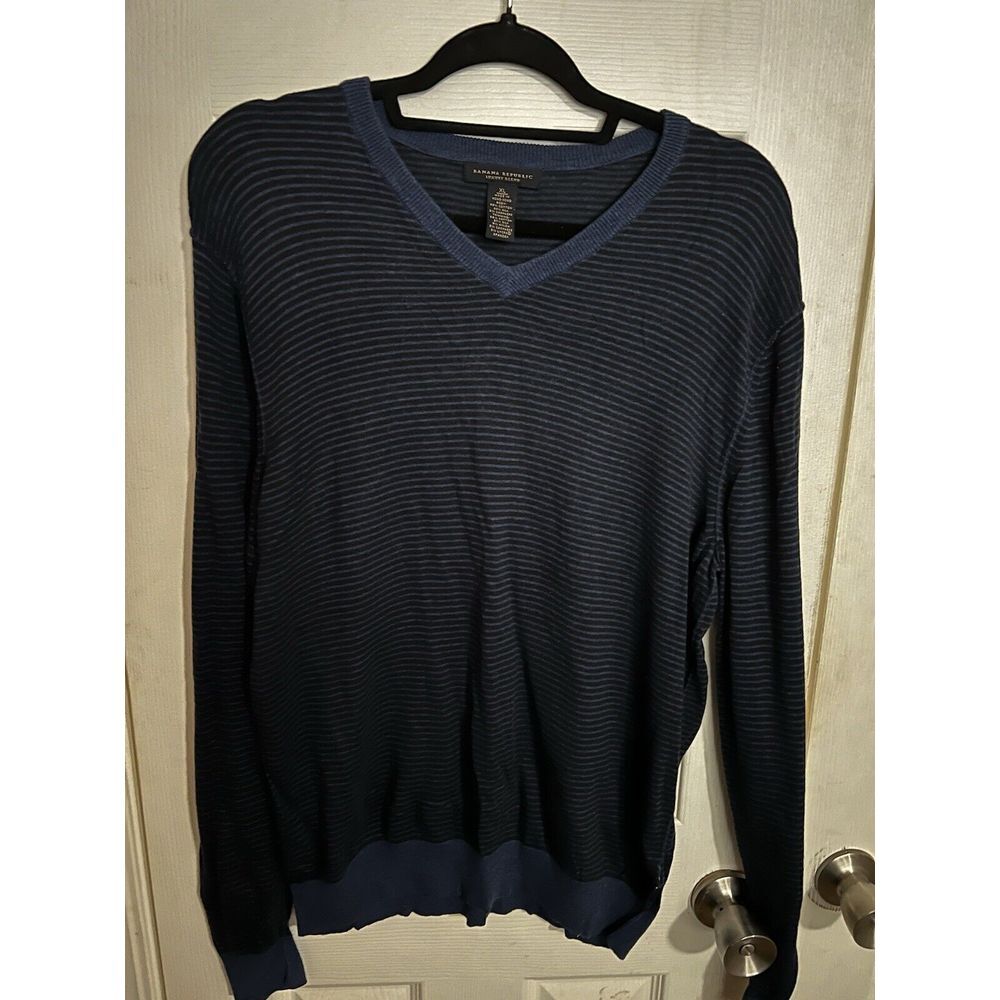 Banana Republic Mens Luxury Blend V-Neck Sweater Silk Cashmere Sz XL